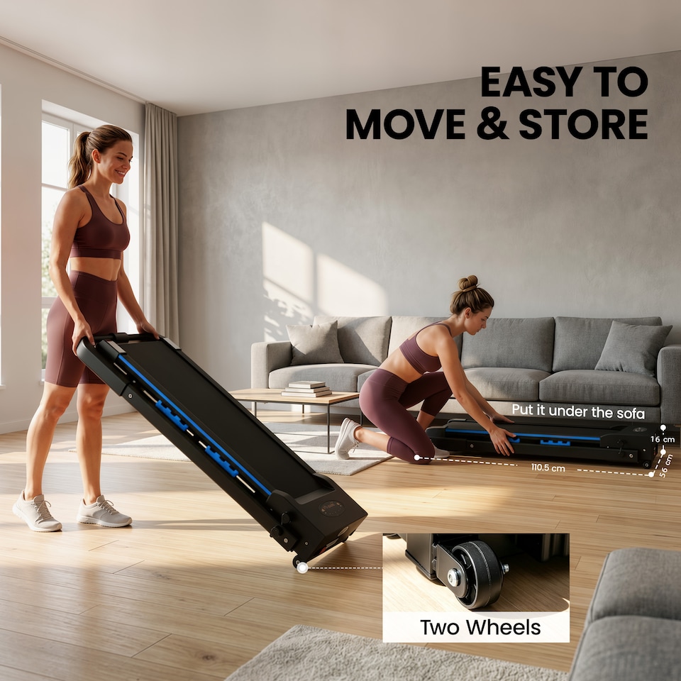 image 1 of HOMCOM 1-6 km/h Folding Motorised Treadmill Walking w/ Remote Control, Blue | Blue | Blue