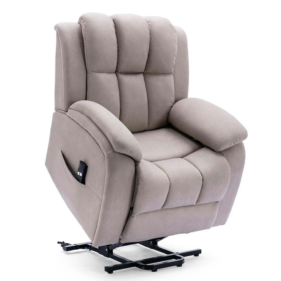 image 1 of Brookline Electric Technology Fabric Single Motor Rise Recliner Chair (Pumice)