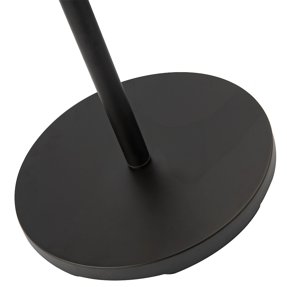 image 1 of Modern Black Floor Light with LED Adjustable Spot Lamp and White Cotton Shade | Black