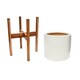 image 4 of Anzio Planter with Wooden Stand - Ceramic - L24 x W24 x H38.5 cm - Warm Grey | Grey