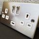 image 4 of SE HOME Satin / Brushed Chrome 1 Gang Single Coaxial TV Socket White | Satin Chrome