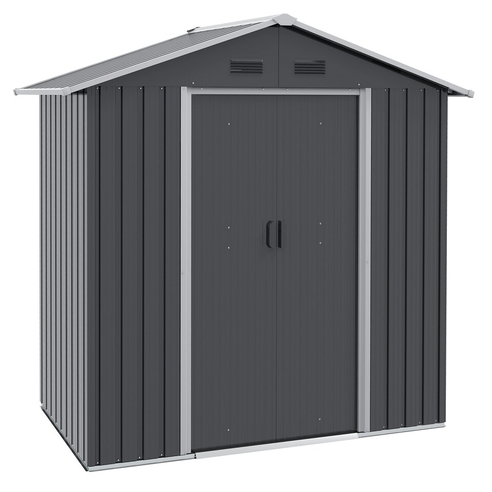 image 1 of Outsunny 6.5x3.5ft Metal Garden Shed for Garden and Outdoor Storage, Dark Grey