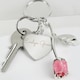 image 3 of Personalised Silver Plated Name Pink Rose Keyring