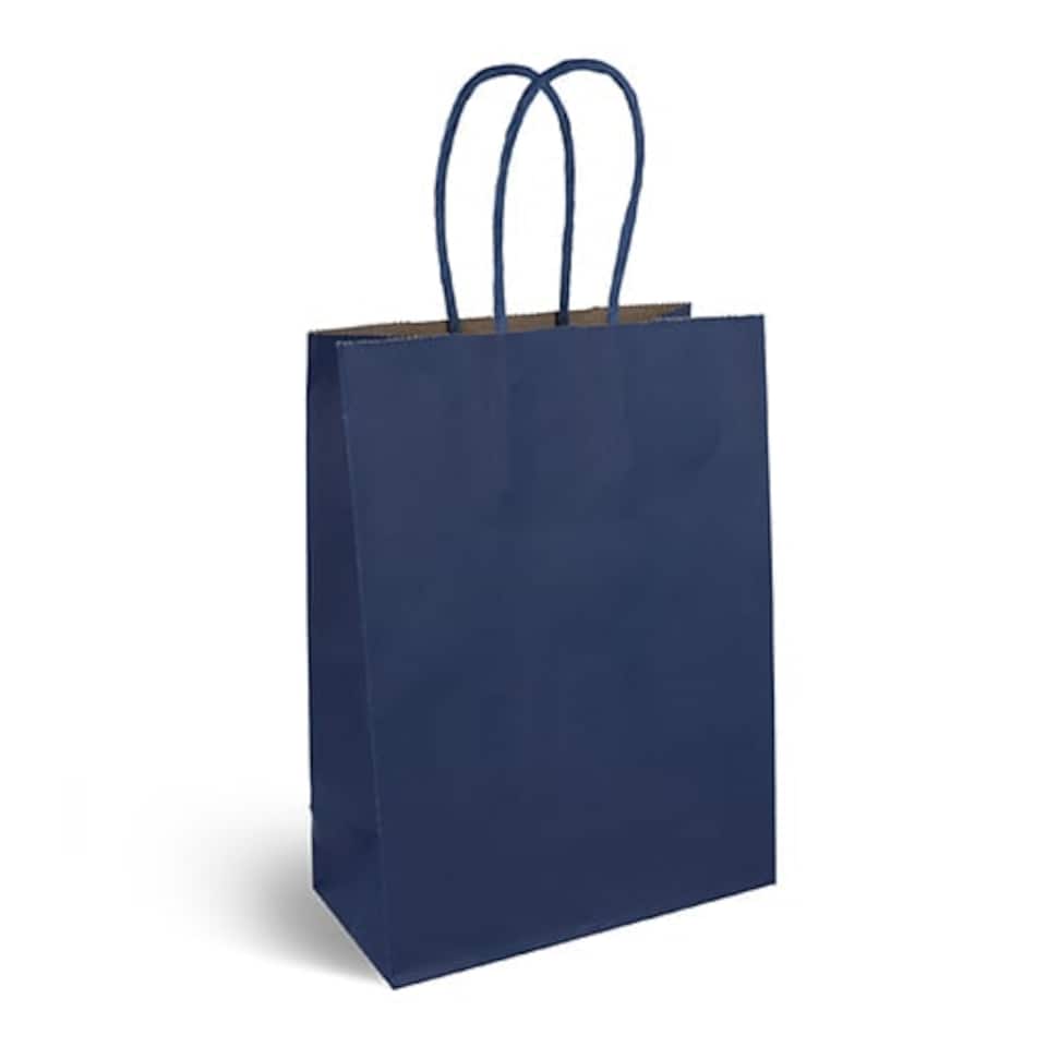Navy Blue Paper Party Bag with Handles 22cm