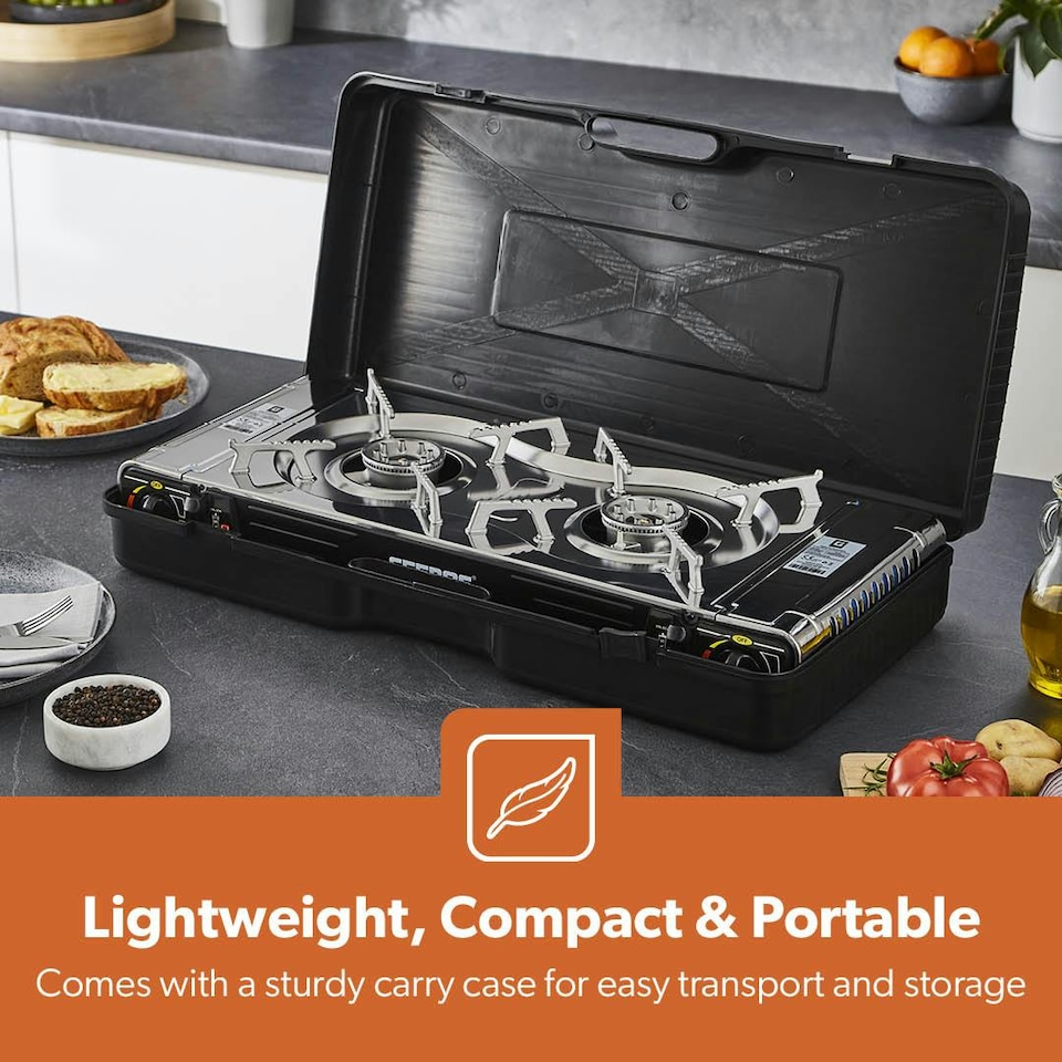 image 1 of GEEPAS Portable Camping Gas Stove, Double Burner