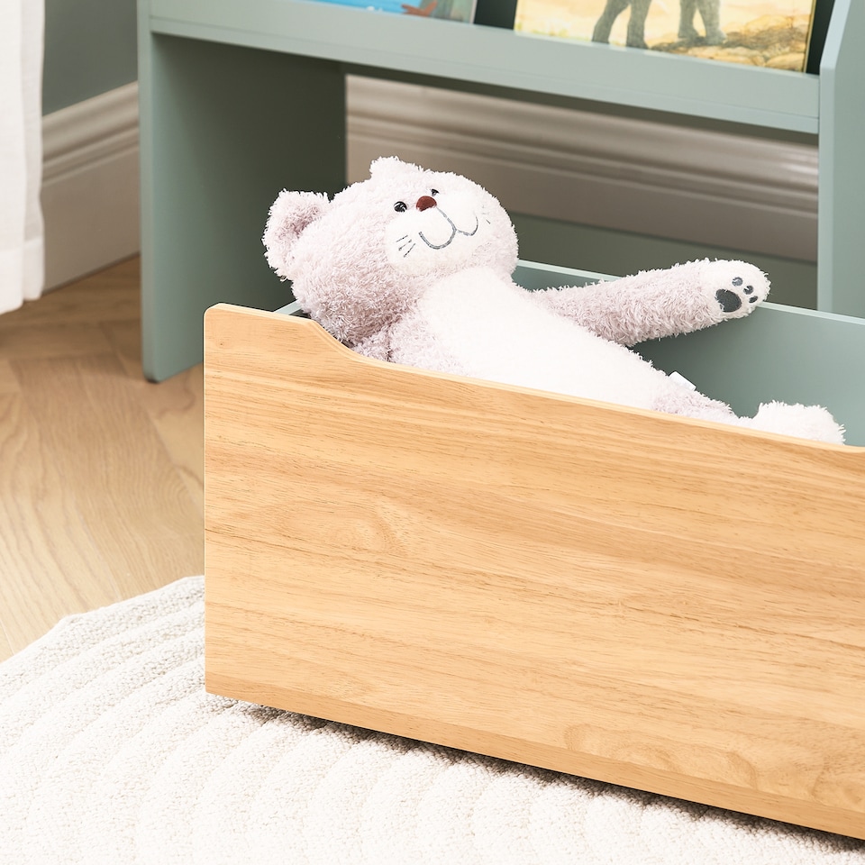 image 1 of SoBuy Children's Bookcase with Storage Chest, Light Green & Natural, 24.4 x 11.8 x 31.5 in, 16.9 kg - KMB95-GR