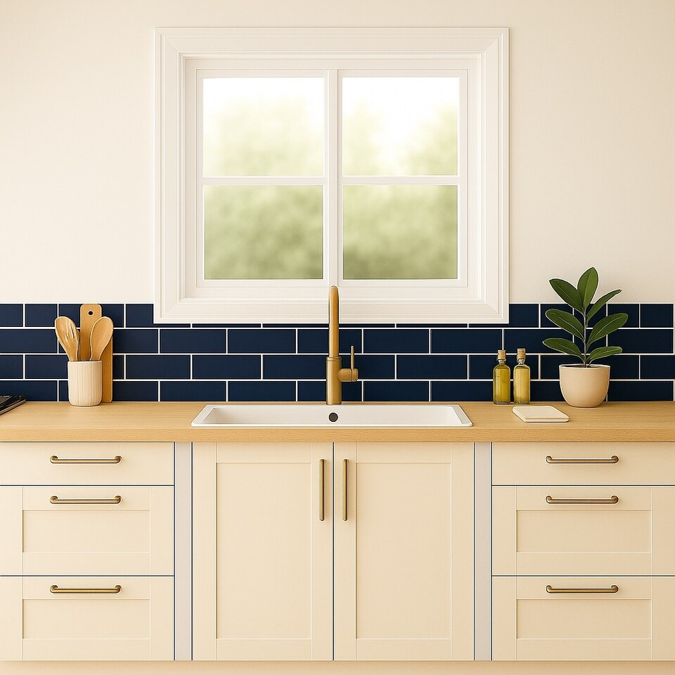 image 1 of Deep Blue Gloss Metro Tiles (250 Pack-5 Box-5m2 Coverage)-Kitchen- Ceramic Wall Finish-Inspired by NYC Subway & SoHo Style