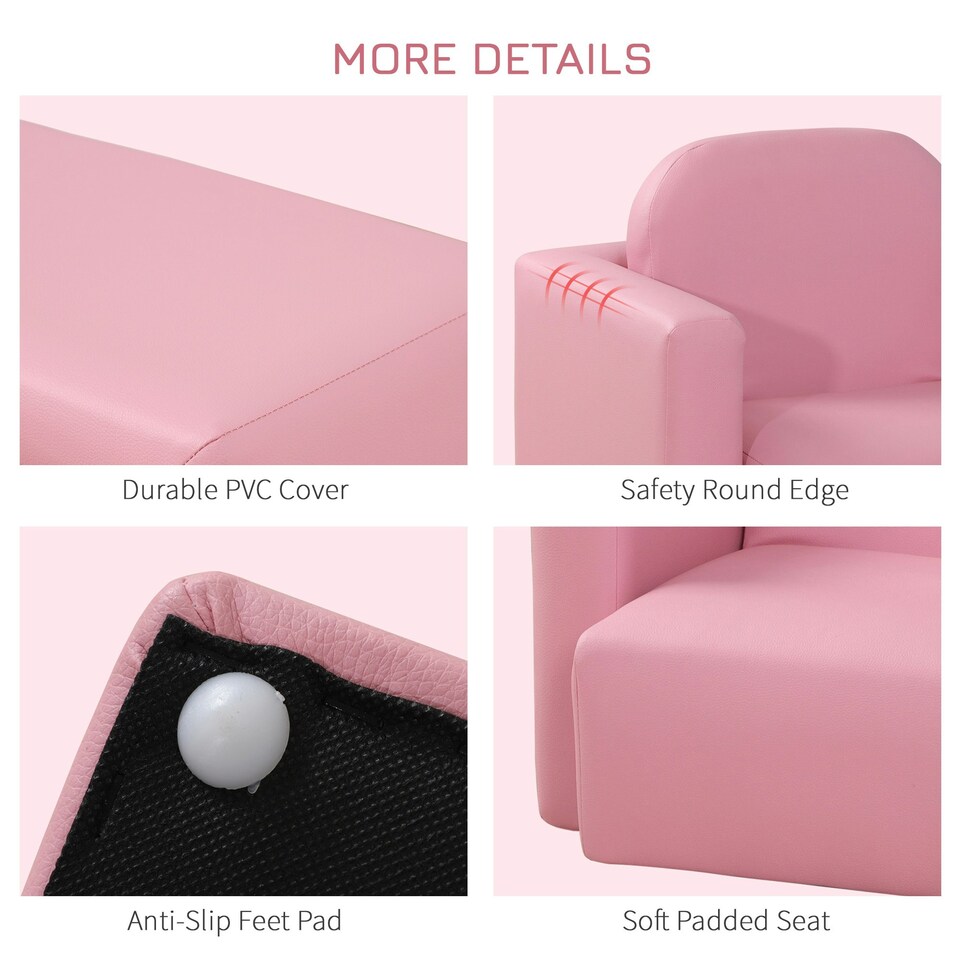 image 1 of HOMCOM Kids Sofa Set 2 in 1 Child Table and Chair Set Toddler Armchair Pink Pink