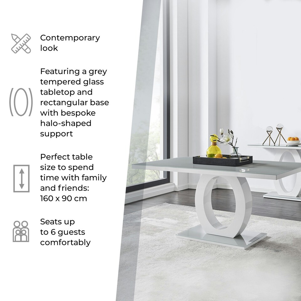 image 1 of Furniturebox Giovani Grey White Modern High Gloss And Glass Dining Table