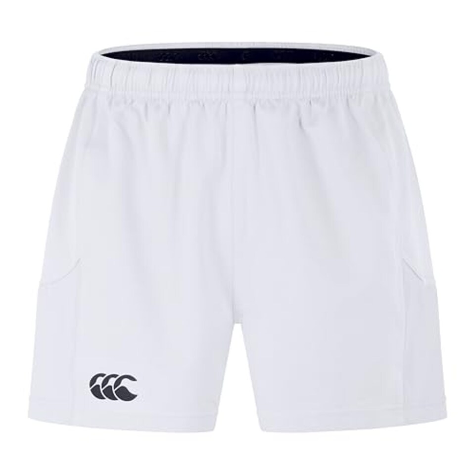 image 1 of Canterbury Men's Advantage Rugby Shorts 2.0 | Elasticated Waist | Ccc Logo Gym Shorts, White, Xl