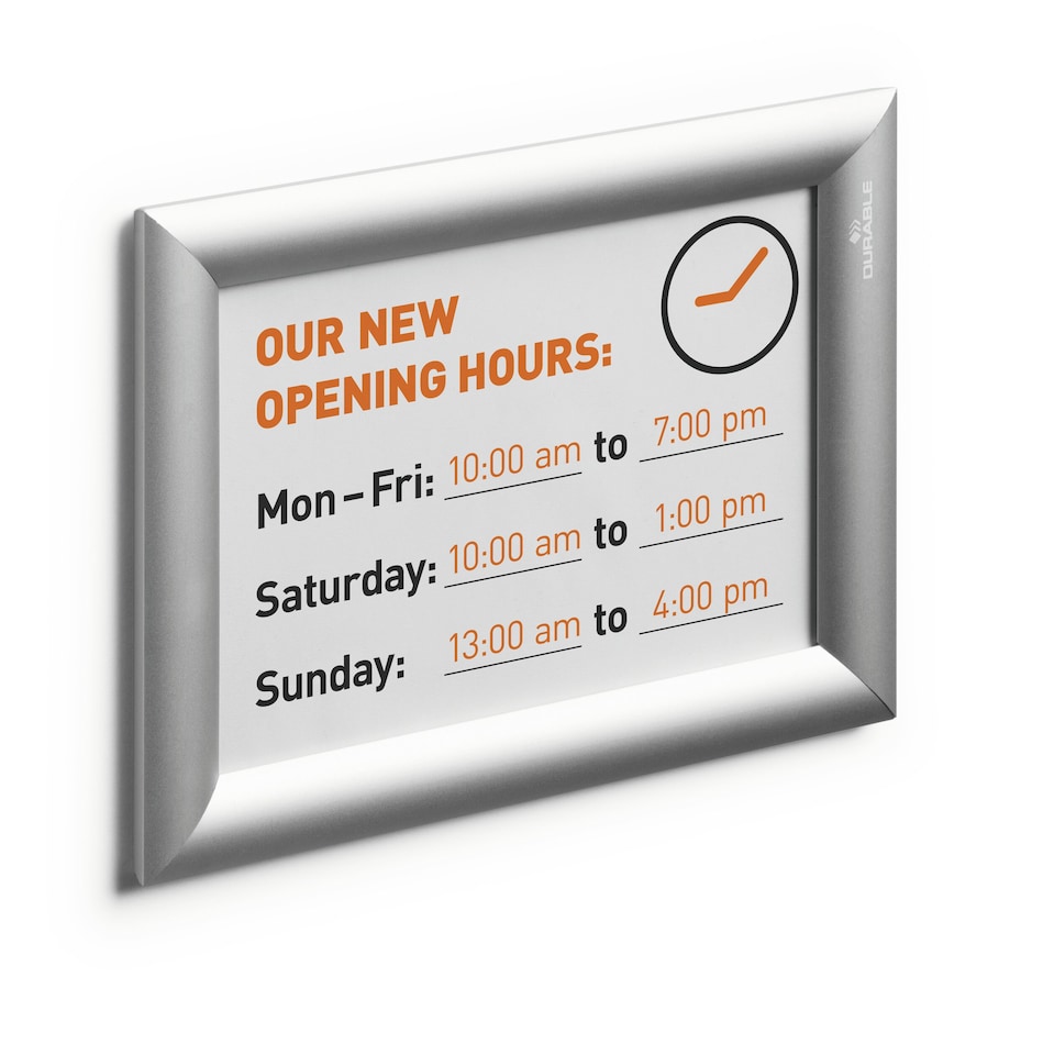 image 1 of Durable Aluminium Snap Frame Retail Clip Poster Holder Notice Board | A5 Silver | Silver