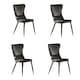 image 10 of Set of 4 New York Modern Velvet Dining Chairs with High Back, Black Metal Legs | Grey | Gold End Tips