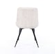 image 6 of Pair of Aspen Cord Fabric Diamond Stitch Dining Chairs with Curved Seat and Black Tapered Metal Legs | Silver | Natural | 1