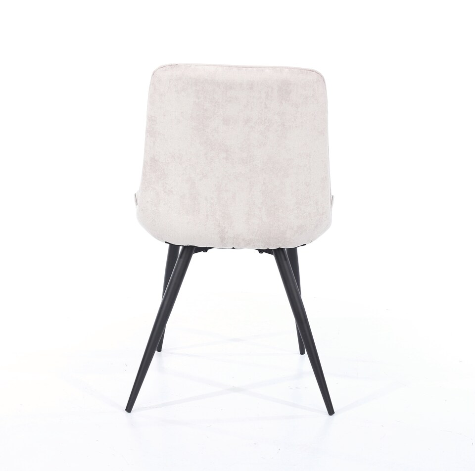 image 1 of Pair of Aspen Cord Fabric Diamond Stitch Dining Chairs with Curved Seat and Black Tapered Metal Legs | Silver | Natural | 1