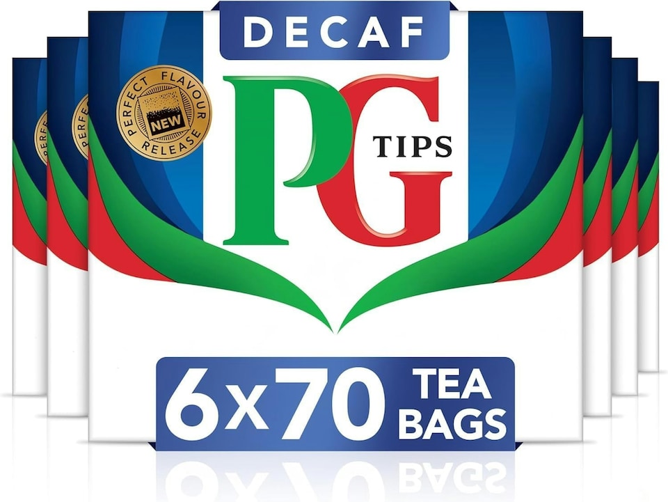image 1 of PG Tips Decaf Black Tea Bags, Indulgent, Velvety & Rich Black Tea, Perfect Flavour Release, 6 Packs, 420 Plant Based Biodegradable Tea Bags | Blue | Black Tea