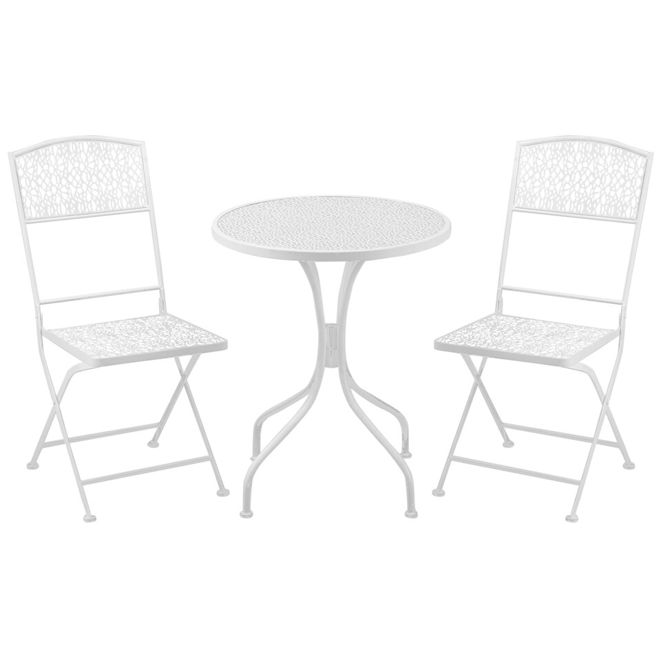 Outsunny Garden Bistro Set for 2 with Folding Chairs and Round Table