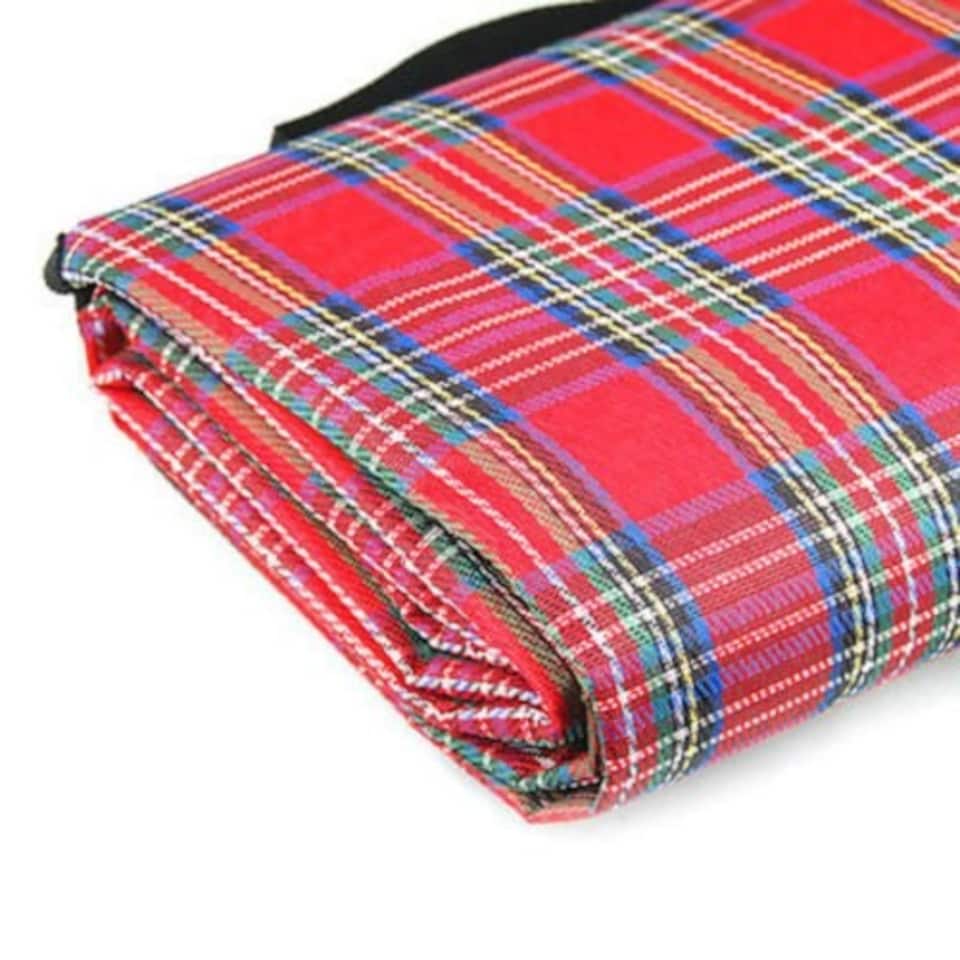 image 1 of Marco Paul Red Chequered Picnic Blanket 170cm Red