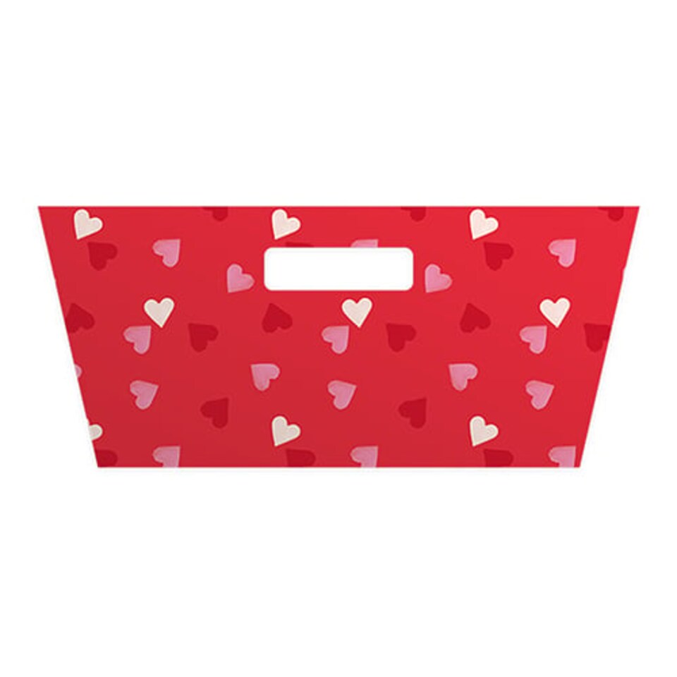 Red with Love Hearts Valentine's Printed Hamper Tray 31cm