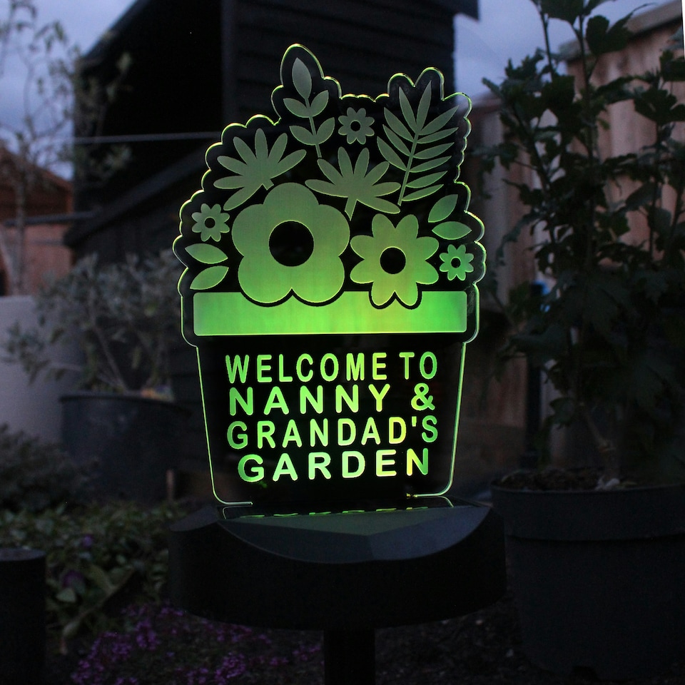 image 1 of Personalised Plant Pot Outdoor Solar Light
