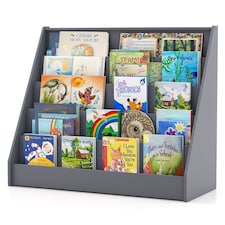 COSTWAY Kids Bookshelf 5-Tier Wooden Toddler Book Shelf Stand-Grey