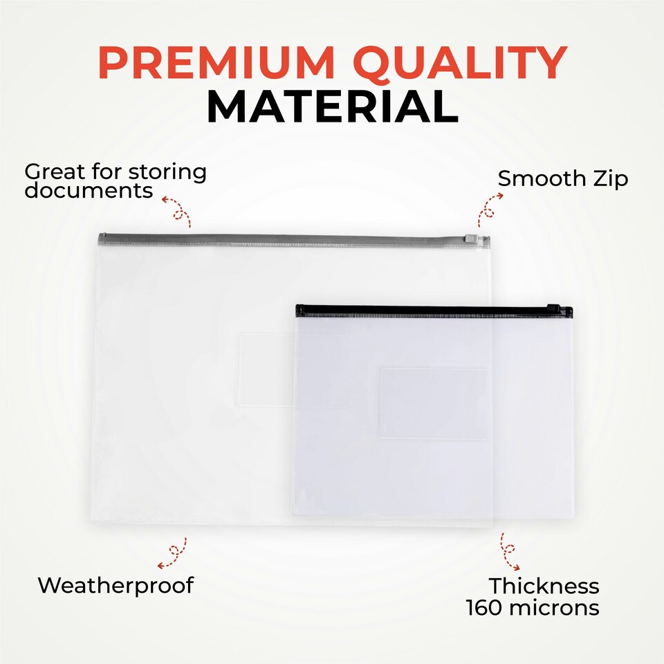 image 1 of Pack of 12 A4+ Foolscap Clear Zippy Bags with Purple Zip