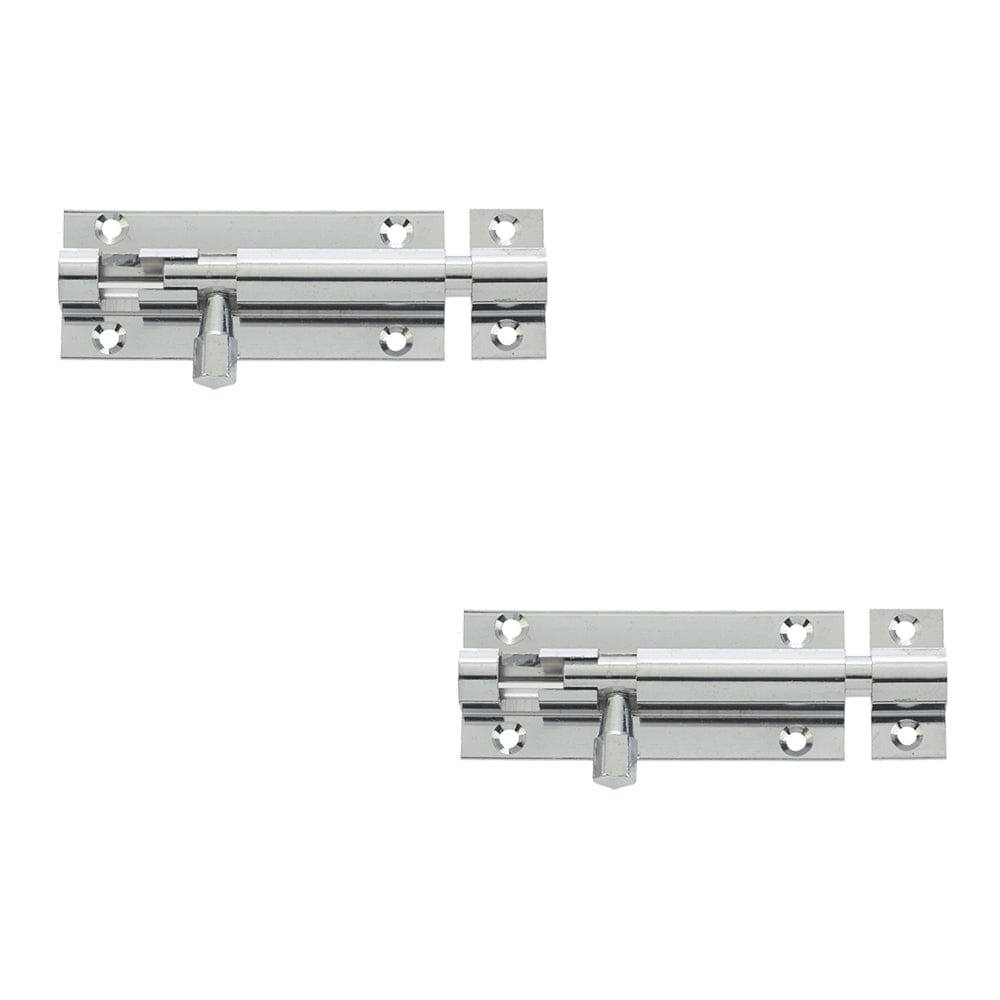 2 PACK High-Quality Polished Chrome Brass Straight Barrel Bolts 38x25mm - Door Bolt