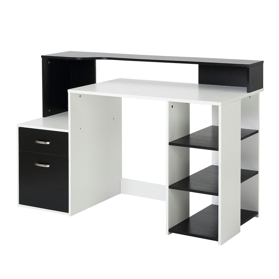 image 1 of HOMCOM Multi-Storage & Workstation Desk Table Storage Shelves
