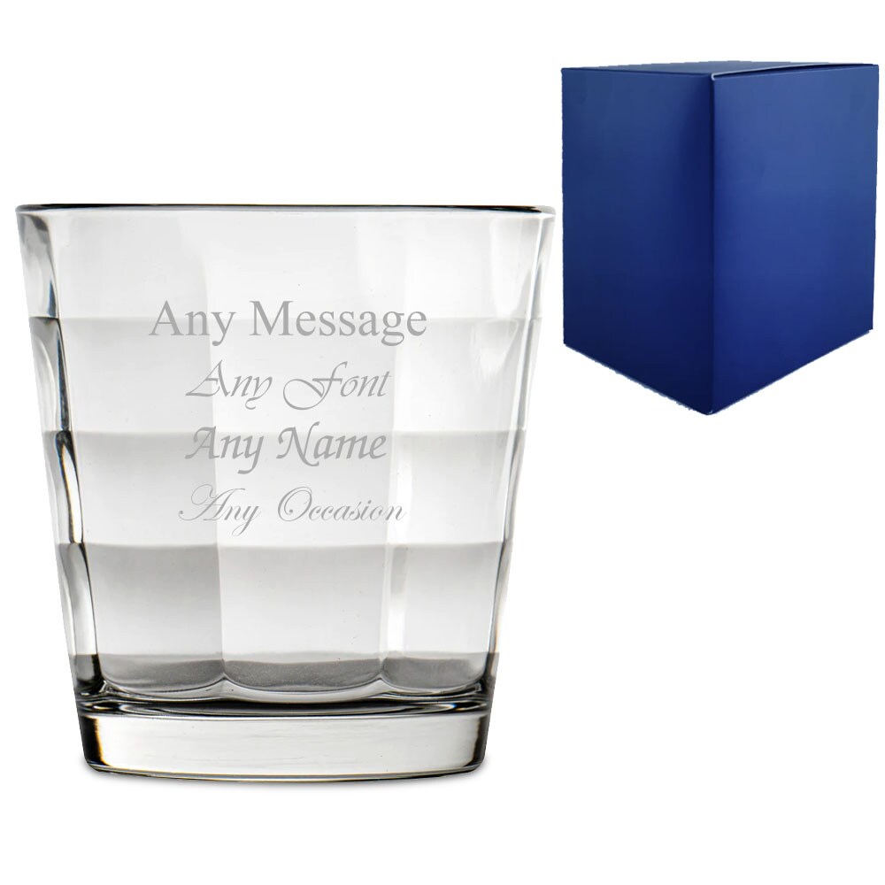 Uniqueful Personalised Engraved 240ml Cube Whiskey Glass Gift Box Family Gift in Clear