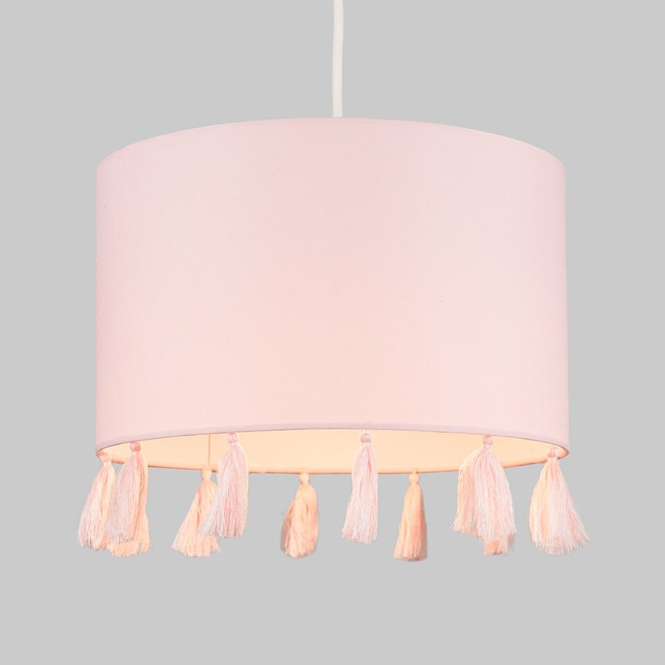 image 1 of ValueLights Vivian Pink Drum Ceiling Pendant Shade & Bulb | Pink