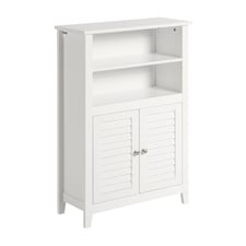 SoBuy BZR13-W,Slim Bathroom Storage Cabinet with 2 Shelves & 2 Shutter Doors | White | White | 1