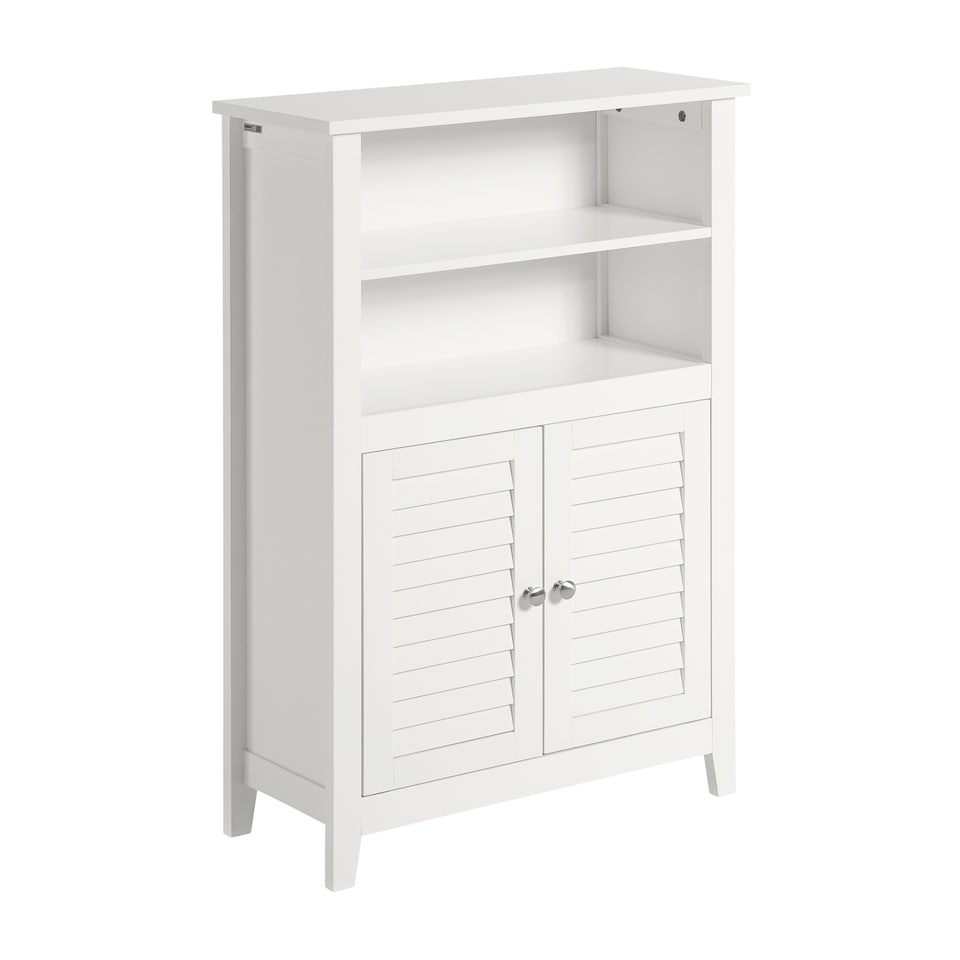 image 1 of SoBuy BZR13-W,Slim Bathroom Storage Cabinet with 2 Shelves & 2 Shutter Doors | White | White | 1