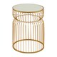 image 2 of Gold Metal Wireframe Round Side Table,Bedside Table With Mirror Top,Metallic Finish Accent Table,Round Table Gold
