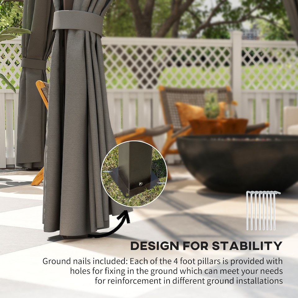 image 1 of Outsunny 3.6x3(m) Hardtop Gazebo Garden Pavilion w/ Polycarbonate Roof, Grey | Grey | Dark Grey | 1