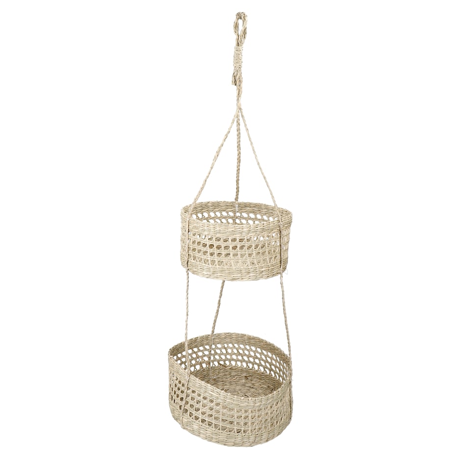 image 1 of Natural Elements 2-Tier Natural Seagrass Hanging Planter