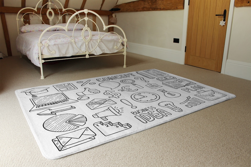 image 1 of Business Doodles Rug | Multi
