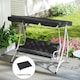 image 7 of Outsunny 3 Seater Garden Bench Cushion Outdoor Seat Pad with Ties Grey | Dark Grey | 3 Seater
