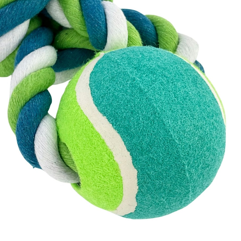 image 1 of HugglePets Tennis Ball Tugger Dog Toy