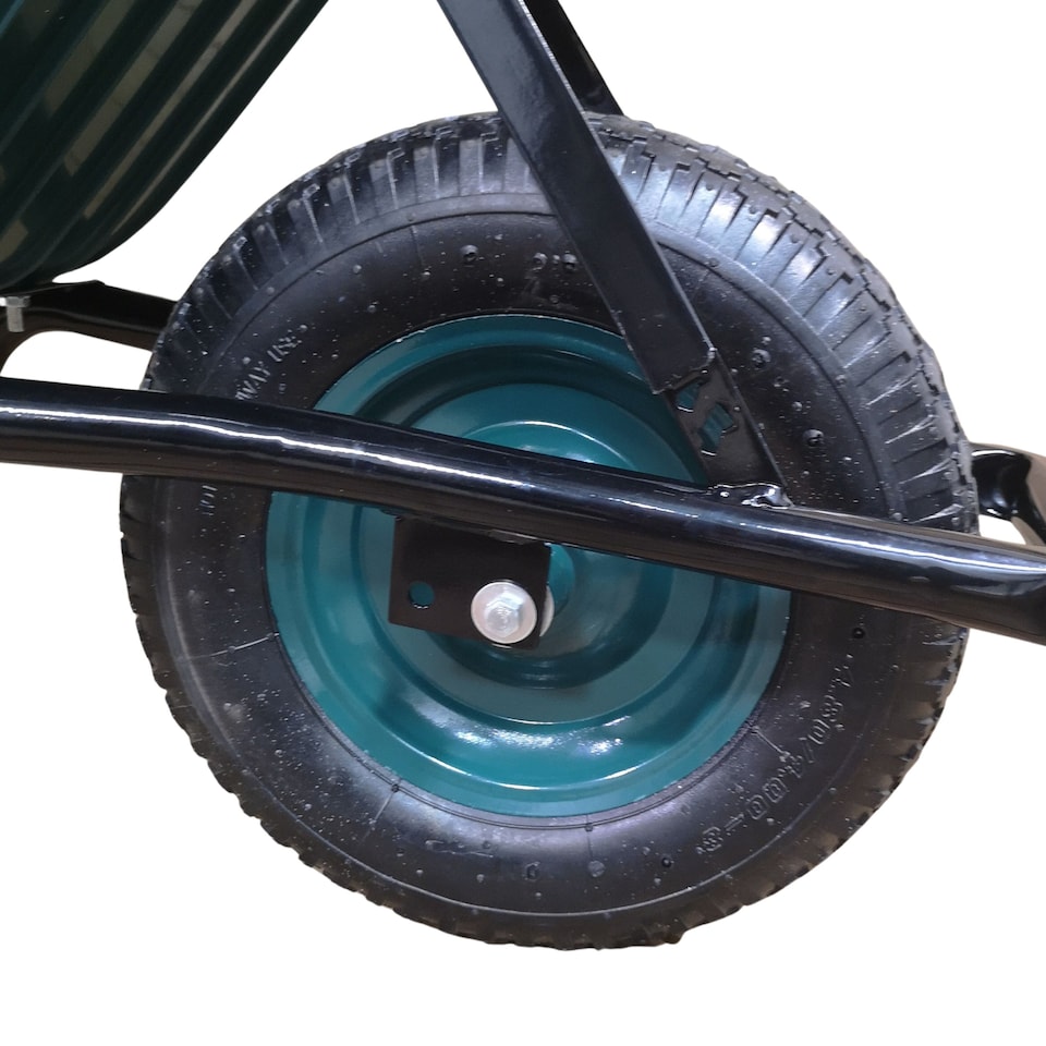 image 1 of 110 Litre 150kg Capacity Heavy Duty Outdoor Pneumatic Plastic Garden Wheelbarrow in Green