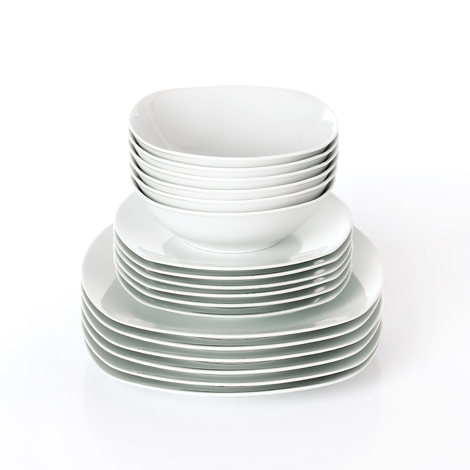 image 1 of 18pc Everyday Square White Dinner Set