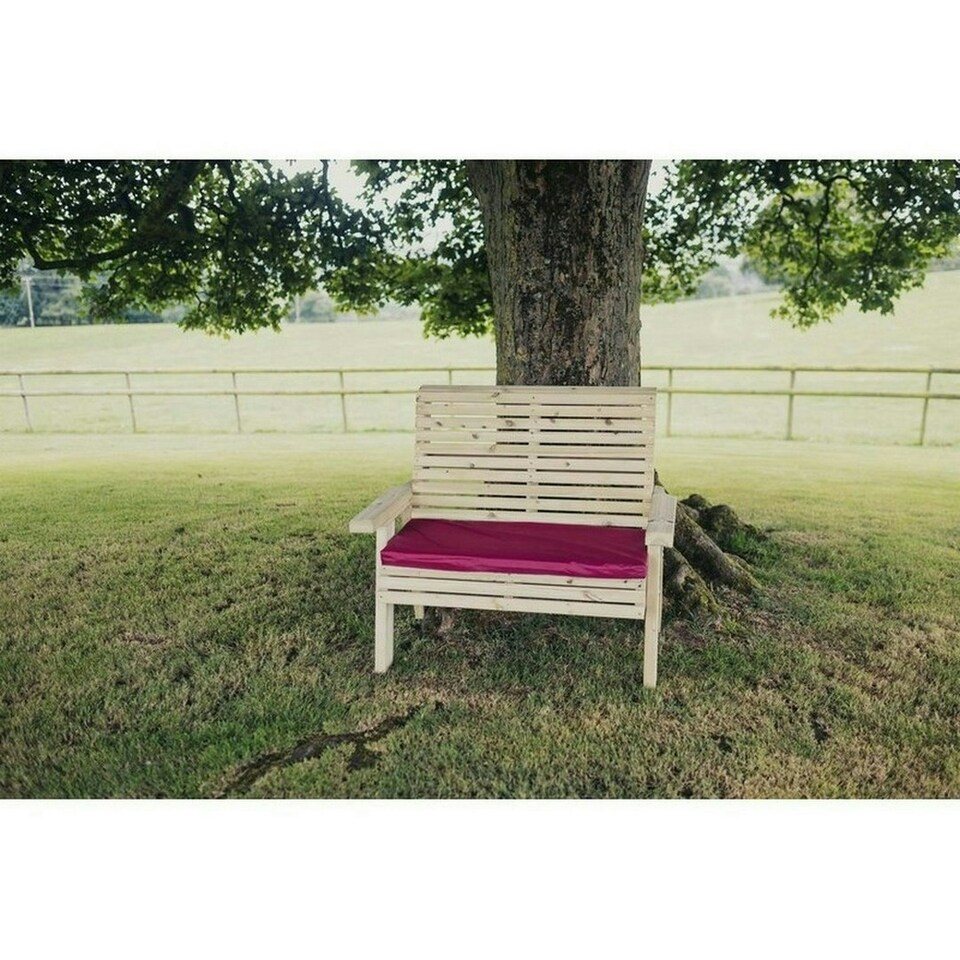 image 1 of Ergonomical 2 Seater Bench, Wooden Furniture - L75 x W120 x H105 cm - Partially Assembled - Set of Waterproof Cushions Included Brown