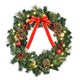image 1 of HOMCOM Pre-Lit Artificial Christmas Door Wreath Holly Garland Decor 20 LED