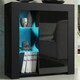 image 2 of Sideboard 75cm Black Gloss Door Black Matt Body Glass Shelves Free LED | Black