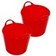 image 2 of 2 x 40 Litres Red Flexible Plastic Storage Buckets Ideal For Home & DIY