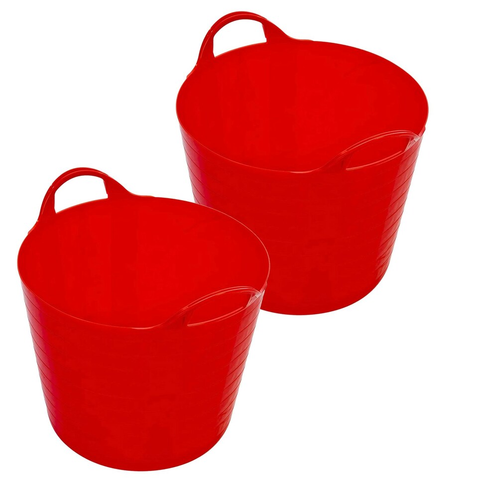image 1 of 2 x 40 Litres Red Flexible Plastic Storage Buckets Ideal For Home & DIY