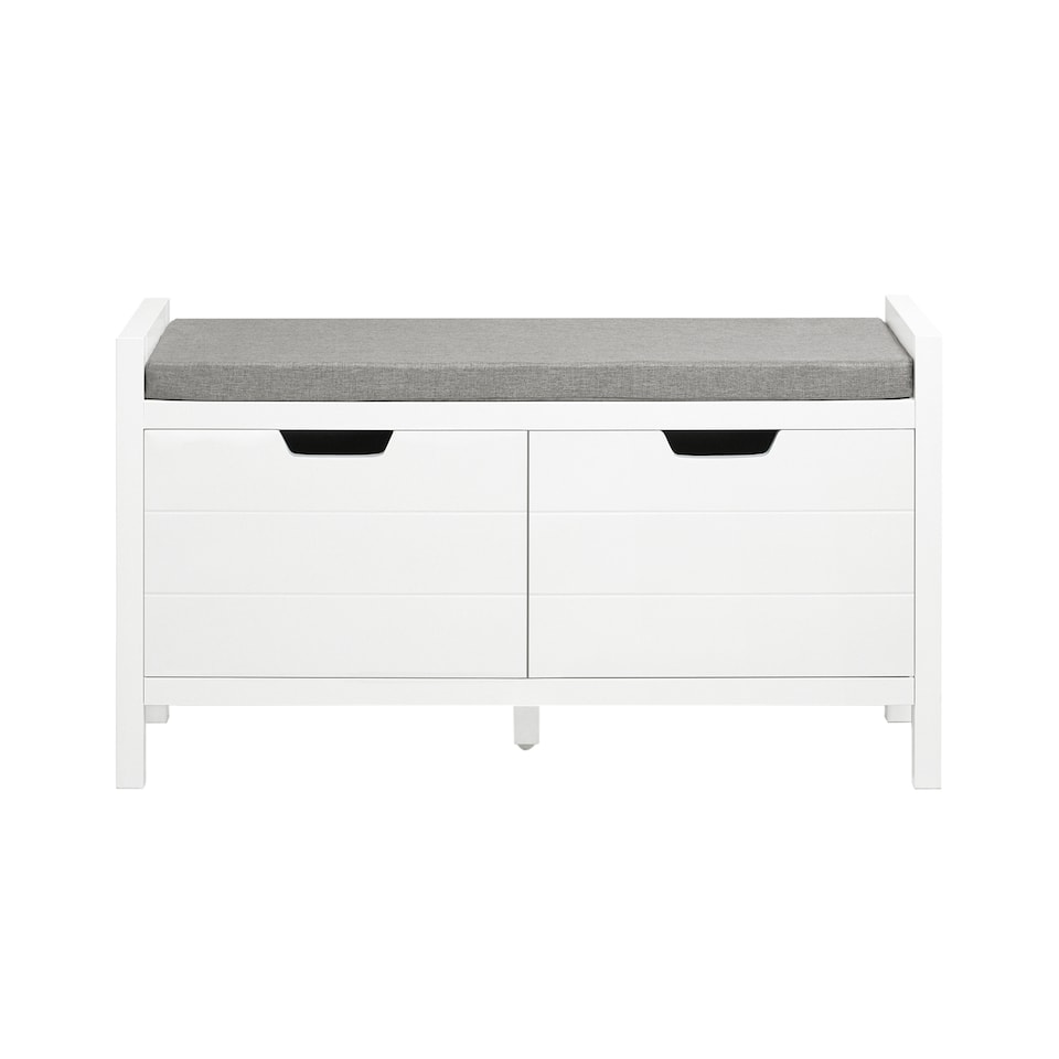 image 1 of SoBuy Shoe Storage Bench with Seat Cushion & Double Doors, White, 35.8x11.8x19.7 in, 12.8 kg - FSR63-II-W