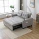 image 9 of Hudson 2-Seater Sofa Bed Linen Fabric with Cup Holders (Light Grey)