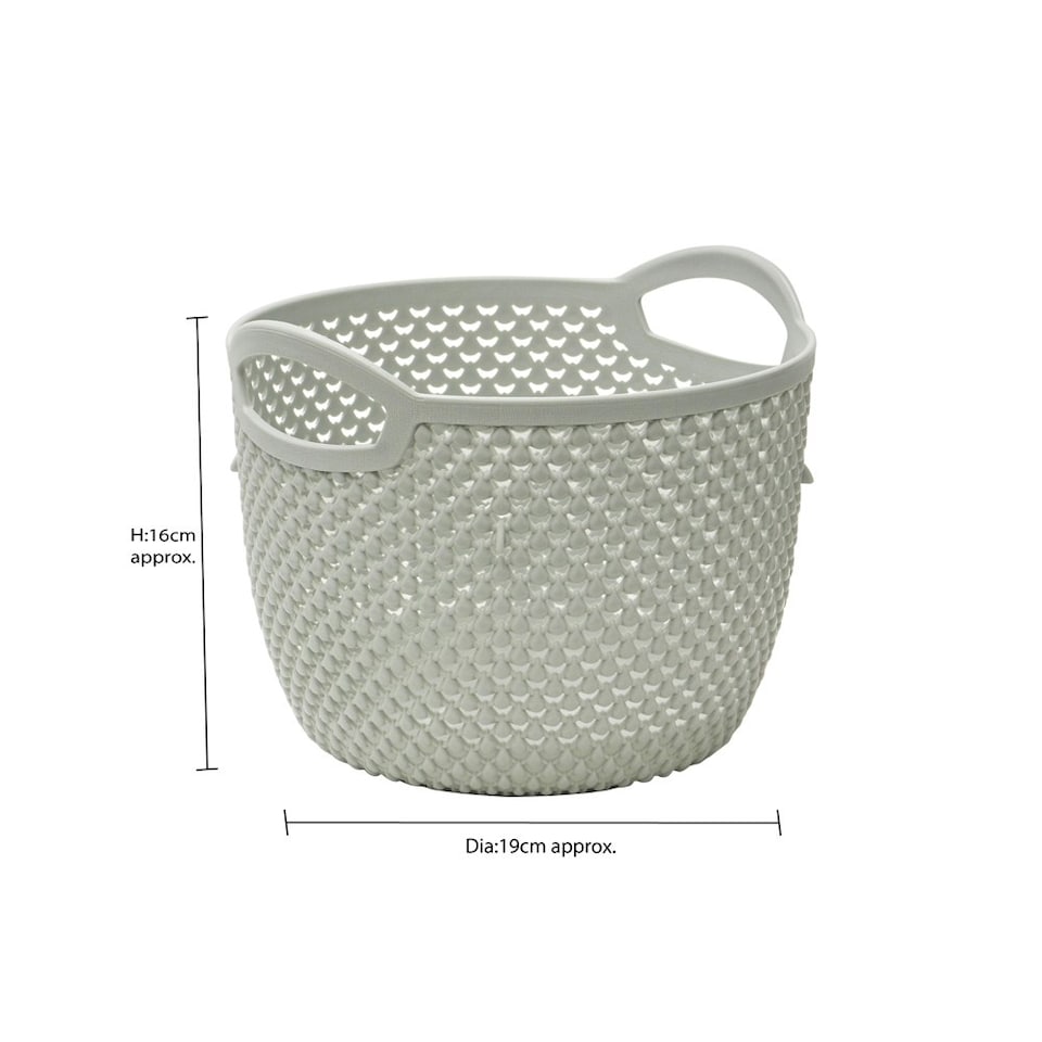 image 1 of JVL Droplette Design Plastic Round Storage Basket - Ice Grey Grey