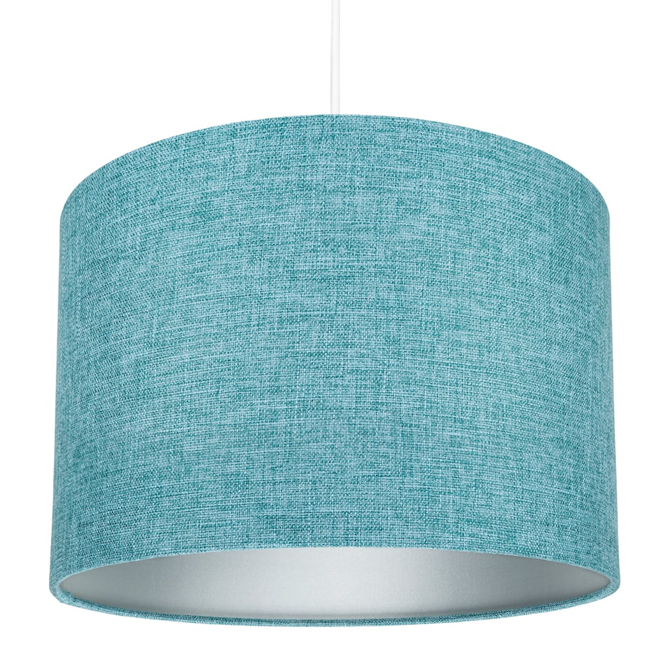 image 1 of Contemporary and Sleek 10 Inch Teal Linen Fabric Drum Lamp Shade 60w Maximum | Blue