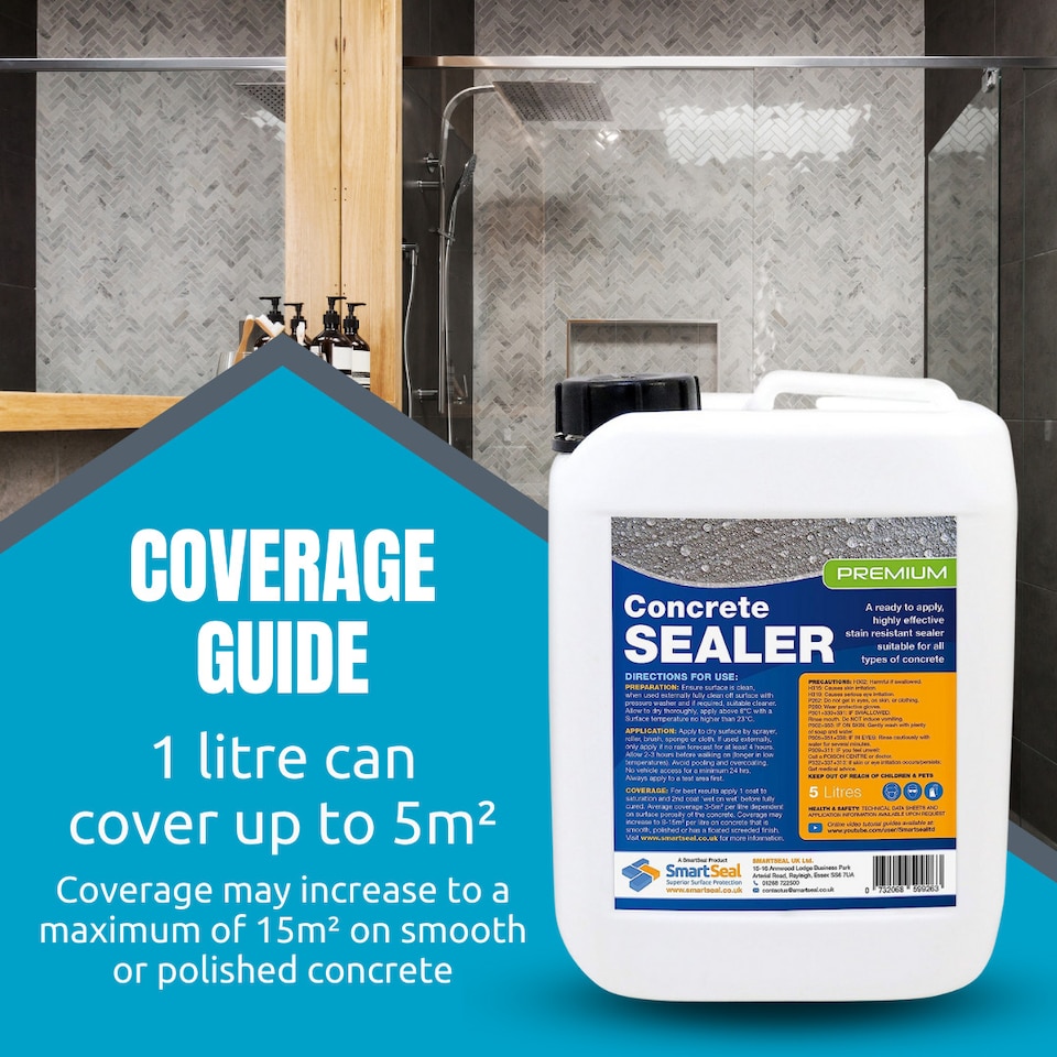 image 1 of Smartseal - Premium Concrete Sealer, Concrete Sealant, Impregnating, Stain and Water Repellent, 10-Year Protection, 2x5L