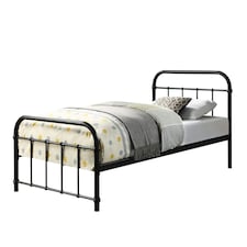 Tewin Vintage Hospital Style Black Metal Bed Frame (Single)